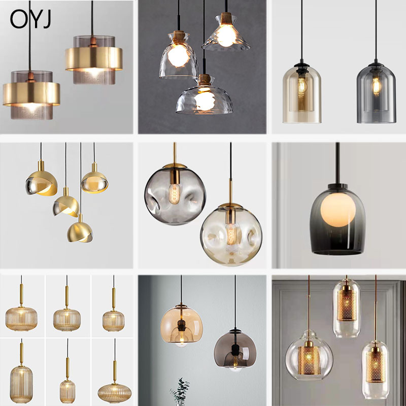 Nordic Bedside Small Pendant Lamp, Simple Modern Light Luxury Single-Head Creative Coffee Shop Restaurant Shop Bar Glass Lighting Fixture