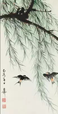 Art micro-spray Xie Zhiliu 1976 as Liu Yin Shuangyan 30x58cm