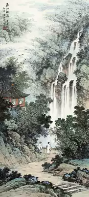 Art micro-spray Yuan Songnen Dinghu Waterfall 30x66cm