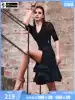Dynasty new Latin dance suit Female adult professional competition suit practice suit Tassel dress long sleeve denim skirt