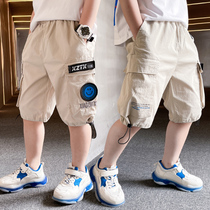 Boy Shorts Summer Pure Cotton 2022 New CUHK Children Boy Casual Mid Pants Overalls 7-Pants Loose Tide