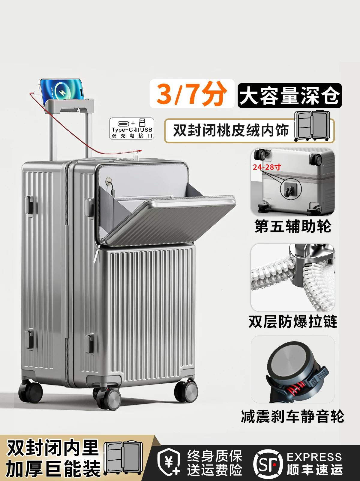 Capacious suitcase, 20 inch