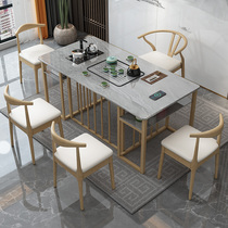 Light luxury Rock board tea table and chair combination modern simple home Tea Table Office kung fu tea table tea tray set