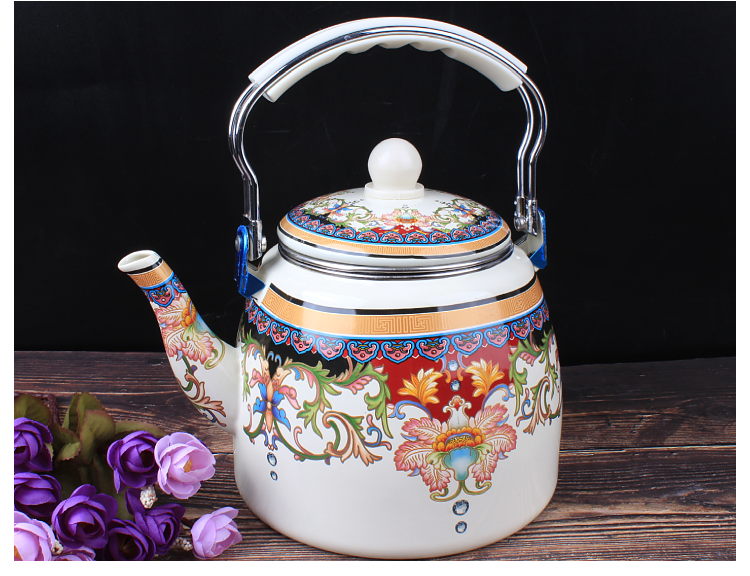 新疆特色加厚琺瑯搪瓷茶壺民族飯店奶茶壺燒水壺涼茶水壺3.3L帶網|茶壺