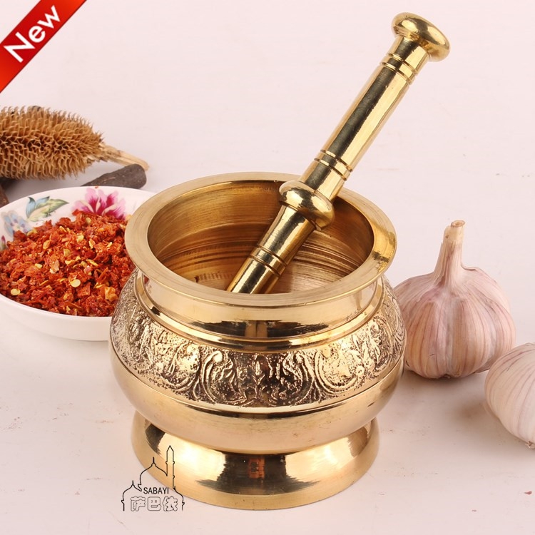 Pakistan brass garlic press Garlic press Chinese Herbal medicine pounding medicine tank Mashing device grinding tank A variety of specifications are available