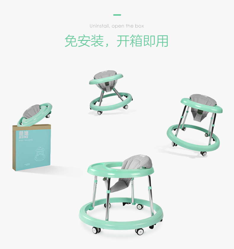 Kumi trẻ sơ sinh con walker 6 7-18 tháng nam bé gái đa chức năng chống rollover đẩy có thể ngồi trên dòng xe đẩy cho bé ngồi