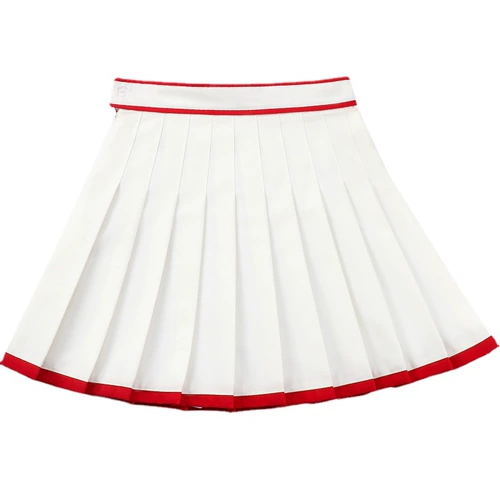 Красная юбка в складку, спортивная весенняя мини-юбка для отдыха, высокая талия, А-силуэт, по фигуре