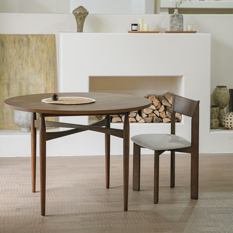 Tingxi Kapu Round Table | Solid Wood Dining Table for Home and Guesthouse, Designer Vintage Wabi-Sabi Style Round Teak Table.