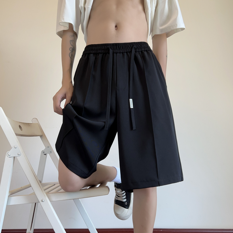 Imh533 Summer Thin Ice Silk Cool Suit Shorts for Men, Trendy, Simple, Casual, Loose, Versatile Five-Point Pants