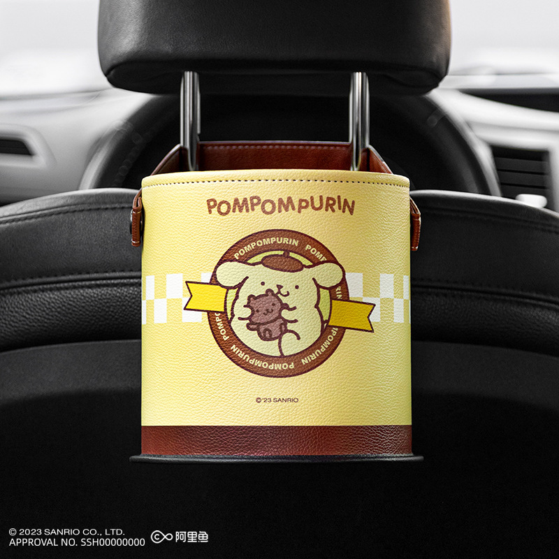 Authentic Sanrio Car Interior Accessories by Waigua: Pudding Dog Car Storage Bin, Dual-Purpose Trash Can, Waterproof