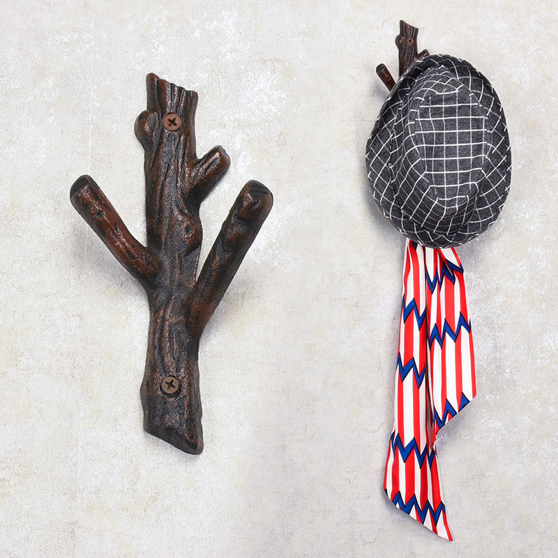 Creative Hook Wall-mounted Iron Art Tree Fork Shaped Hook Shop Folk Hangguan Guan Guan Personality Clothing Cap Hanger Decoration Hook