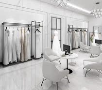 Wedding Dress Display Rack Qipao Gown upper wall floor type hanging clothes hanger Clothing Store Elevated Black Gold Iron Art Shelf