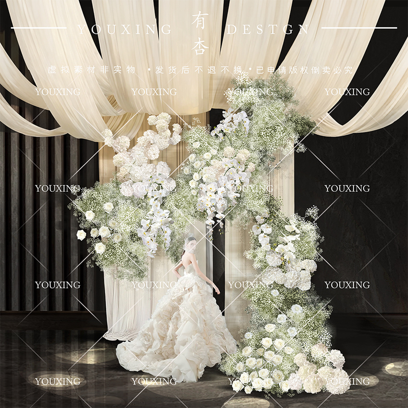 55 Korean-Style Niche Off-White Champagne Pleated Fabric Drape White Baby's Breath Floral Wedding Design Psd Material 55 Korean-Style Niche Off-White Champagne Pleated Fabric Drape White Baby's Breath Floral Wedding Design Psd Material