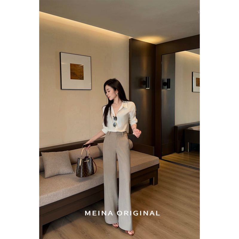 Meina 2026 Spring/Summer Casual High-Waisted Slimming Versatile Straight Wide-Leg Pants Meina 2026 Spring/Summer Casual High-Waisted Slimming Versatile Straight Wide-Leg Pants
