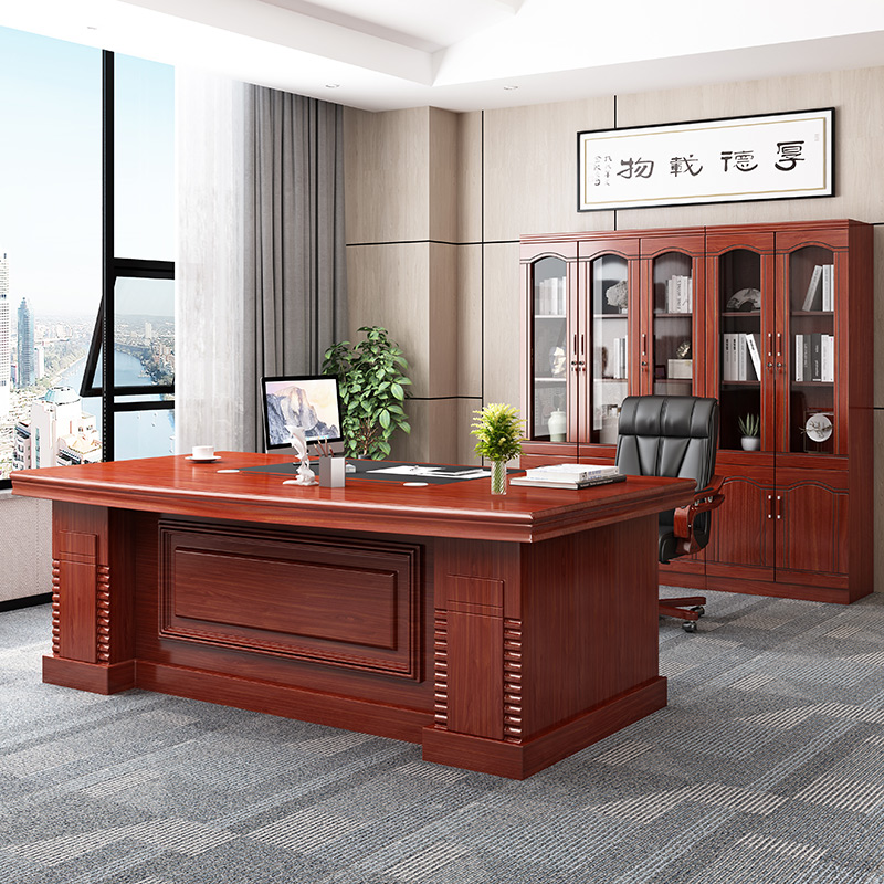 Office furniture boss table President big class table solid wood skin paint simple modern table and chair combination manager table