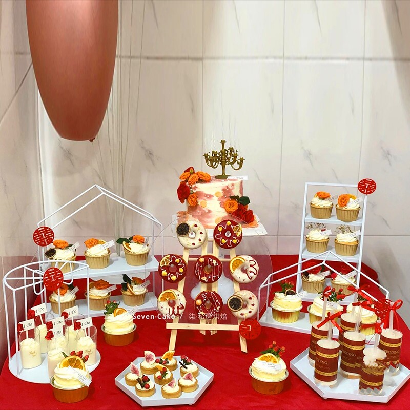White sweet taster Pendulum Pieces Show Shelf Cake-style Afternoon Tea Cold Dining tea Chill Terrace Exhibiting Table Decoration
