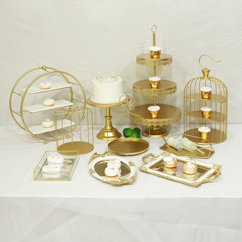 European-style dessert table decoration display stand afternoon tea dessert plate cake shelf cold meal tea break table wedding arrangement