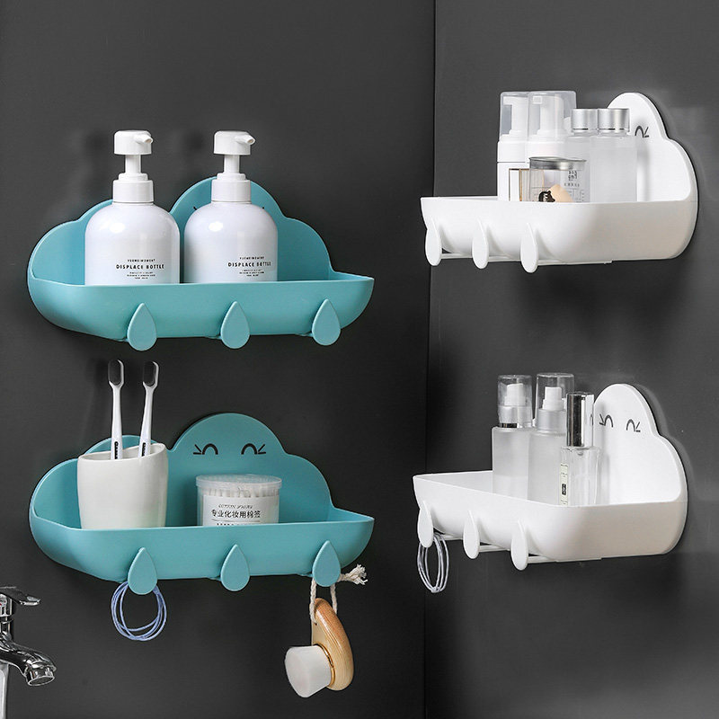 Powder room punch-free cloud rack bathroom toilet wall-mounted multi-function rack seamless paste storage