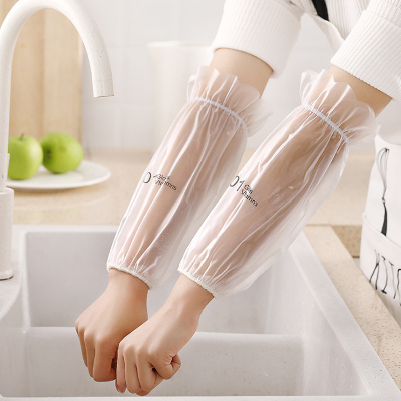 Transparent sleeve PVC waterproof oil stain resistant kitchen with clean sanitary cuff bouquet Lace Adorable Thickening Sleeve