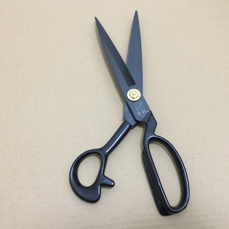 Jinjian tailor scissors 9 inch 10 inch manganese steel forged clothing scissors No. 12 soft handle black head sewing scissors large scissors