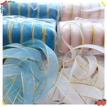932 exports 3 volumes of powder blue Phnom Penh striped snow yarn with DIY butterfly knot hair decoration packaging handmade material