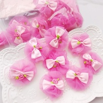 3266 Red flower bow accessories about 7 8 cm 23 a pack