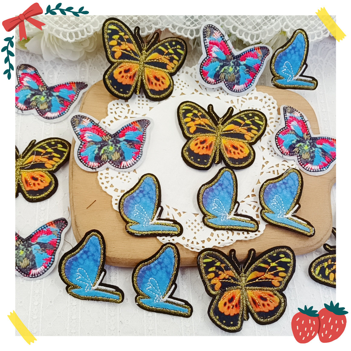 332 whole pack of 15 embroidered butterfly diy clothing curtains sheet Broken Hole Patches