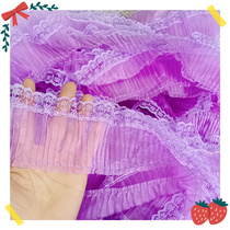 994 whole piece about 34 meters purple yarn with lace wrinkled skirt lace diy bow doll accessories