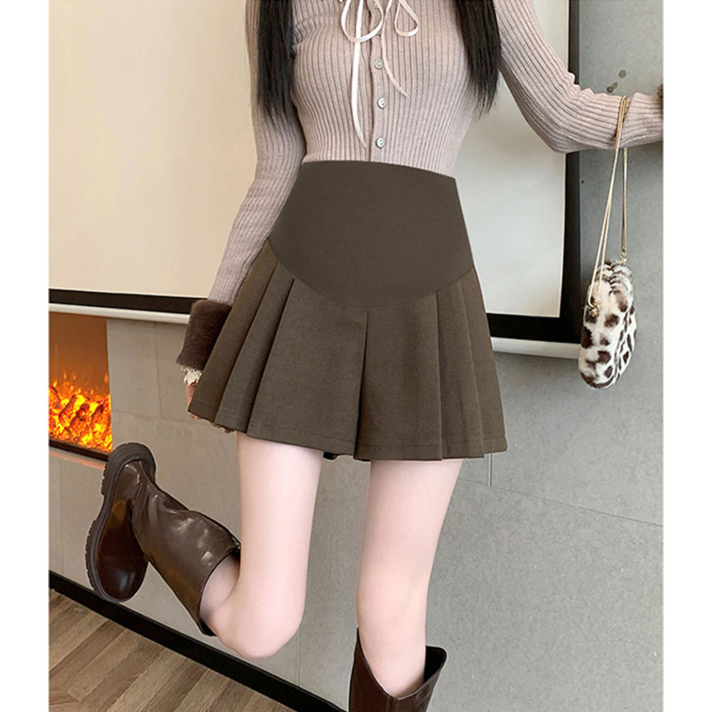 Maternity Wool Pleated Shorts for Spring and Summer 2026 New Wide-Leg Skirt Pants Casual Slimming Bootcut A-Line Pants