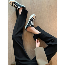 Pregnant womens suit pants autumn and winter plus velvet style outerwear winter clothes with slits straight wide legs bottom mopping trousers