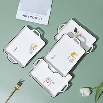 Baking Pan Ceramic Binaural Home Cartoon Rectangular Oven Microwave Oven Special Baking Baking Bowl of Cheese Oven