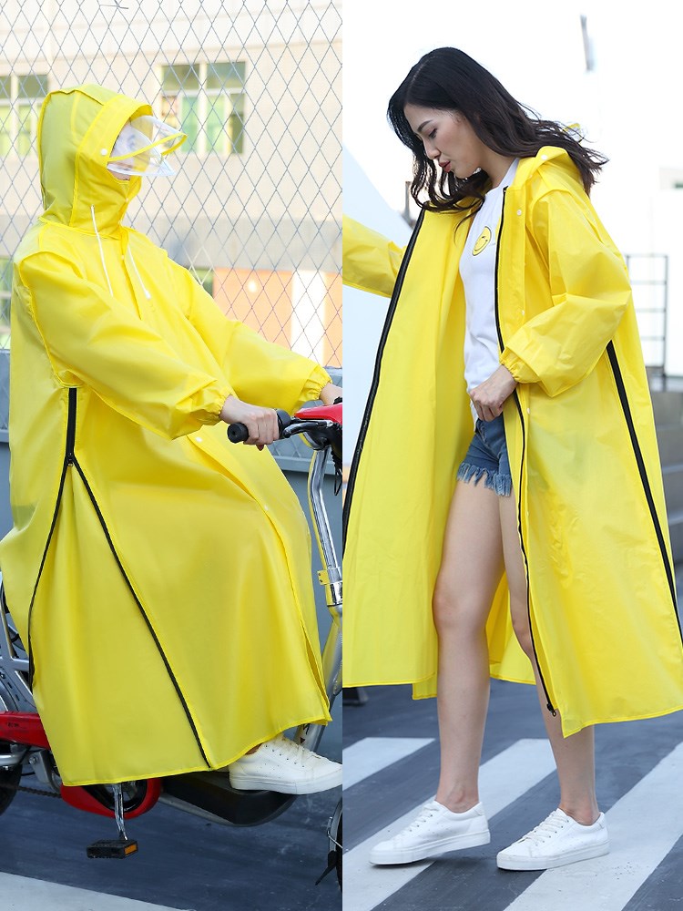 Battery car raincoat men and women adult fashion long body increase riding bicycle electric car zipper rain cape