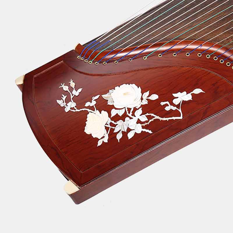 Biquan Guzheng Shell Carving Rose Flower E816-3 Yangzhou Guzheng Professional Level 10 Verification Exam Playing Mahogany Guzheng