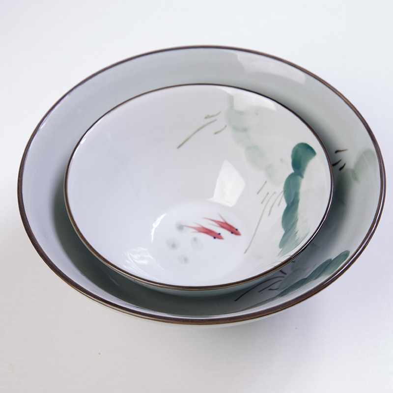 And the four seasons ink under the glaze color Japanese household rainbow such as bowl hand - made ceramic horn bowl at upstream rainbow such as bowl soup bowl