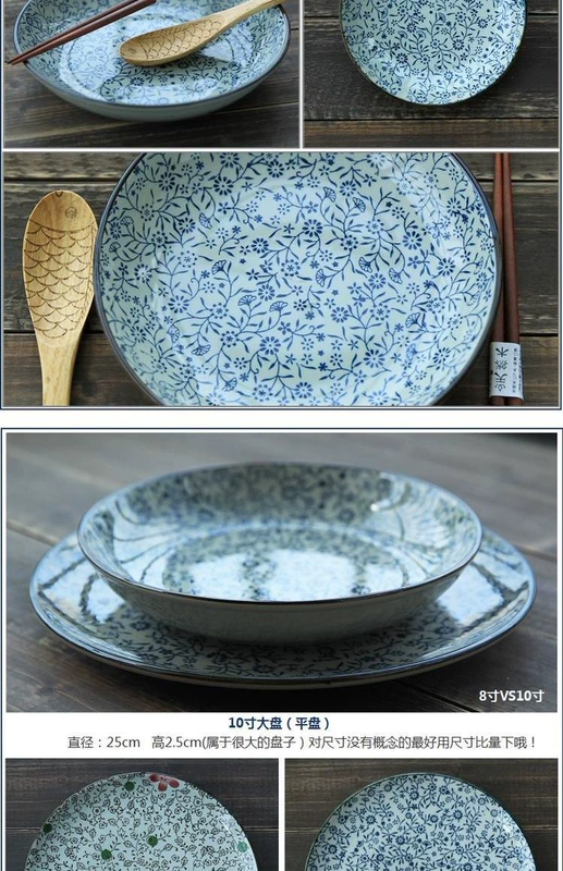 Zefeng bốn mùa underglaze màu Bộ đồ ăn Nhật Bản đĩa gốm đĩa đĩa gia đình đĩa cơm tấm đĩa tấm cá tính - Đồ ăn tối bộ chén đĩa