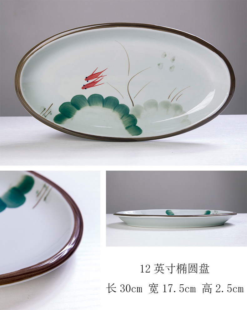 And the four seasons ink jiangnan under glaze color Japanese ceramic dish dish dish home steamed fish fish dish