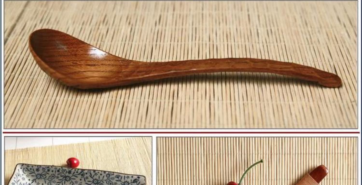 Muỗng gỗ rắn dao nĩa thìa gỗ nĩa thìa thìa thìa gỗ dài muỗng gỗ hộ gia đình Nhật Bản thìa gỗ nhỏ thìa gỗ - Đồ ăn tối tô ăn cơm