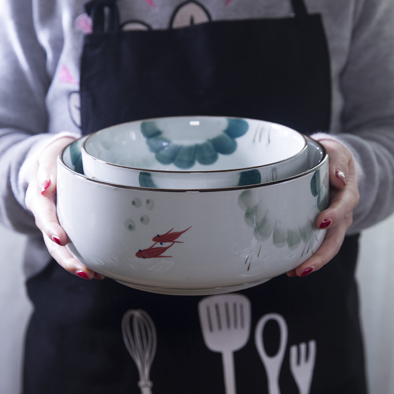 And the four seasons of eight inches ceramic bowl ink tableware glaze color under Japanese household rainbow such as bowl bowl of soup bowl