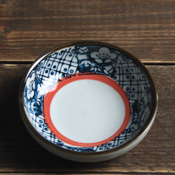 And the four seasons of hand - made with Japanese ceramics tableware under the glaze color plate round dish taste disc snack plate