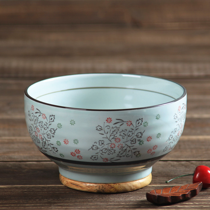 Four seasons and the wind under the rainbow such to use Japanese glaze made pottery bowls move hand - made tableware household soup bowl with rainbow such use