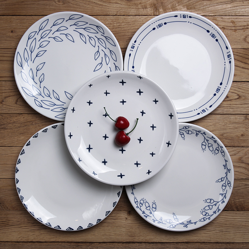 "Second half" European rural flower plate 8 inch ceramic dinner plate flat plate of fruit