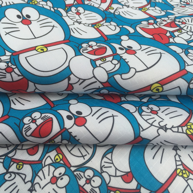 Japanese cartoon kitten printed PVC rubber bottom grid Oxford Budiy waterproof fabric cloth bag bath curtain table cloth