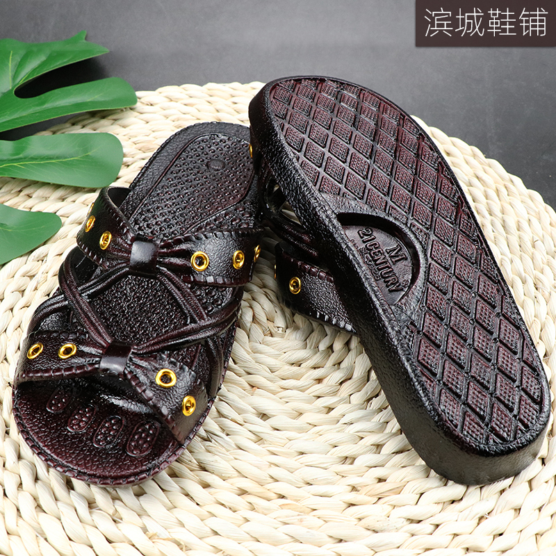 Taiwan Women's Non-Slip Bathroom Slippers for Summer Home Use, 21St Century Grandma-Style Flat Sandals, Elderly Slippers