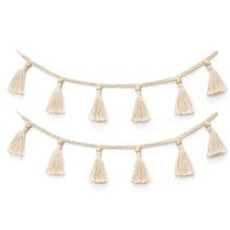 Nordic Cotton Rope Wooden Bead Garland With Tassel Wall Hang