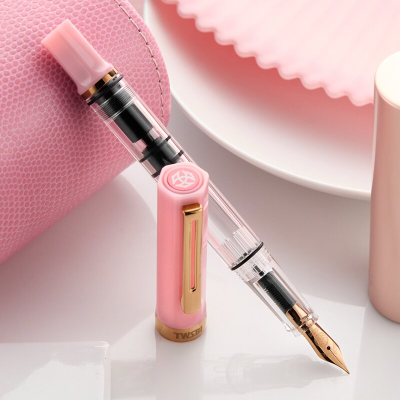 Twsbi Taiwan Sanwentang Eco Pink Lemon Eco Fountain Pen Transparent Demonstration Piston Steel Nib Student Gift