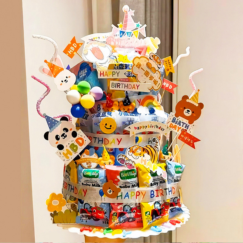 Birthday Scene Decoration Birthday Party Xiaohongshu (Little Red Book) Same Style Snacks Cake DIY Materials Model for Boys and Girls