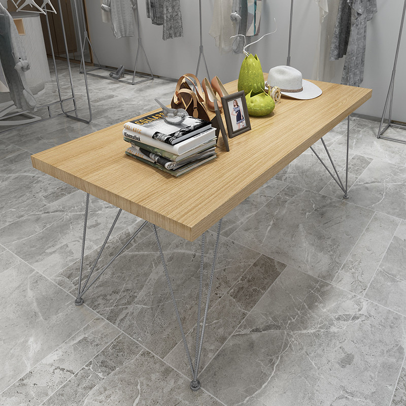 Clothing store display table simple gold flow podium in the middle of creative display decoration of the solid wooden table in the middle of the island