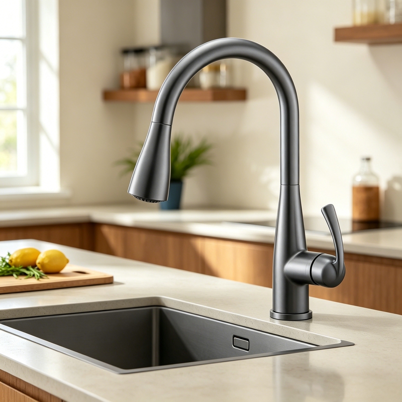 Moen All-Copper Kitchen Hot and Cold Gun Gray Rotatable Faucet Pull-Out Sink Faucet 87014Gg Moen All-Copper Kitchen Hot and Cold Gun Gray Rotatable Faucet Pull-Out Sink Faucet 87014Gg
