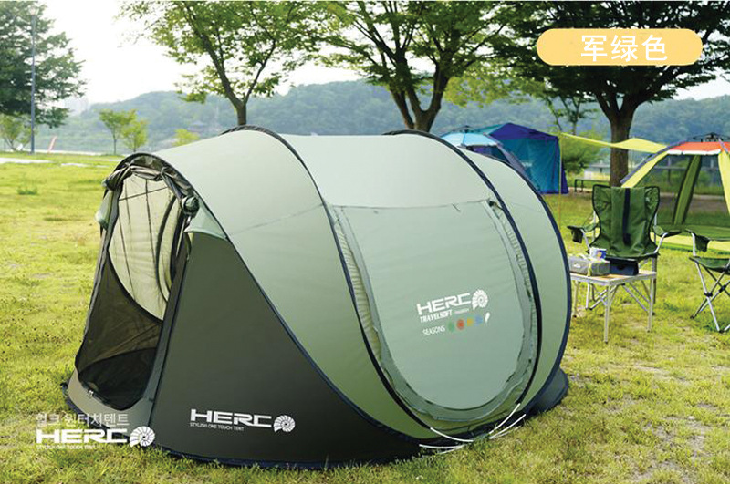 Phiên bản tiếng Hàn hoàn toàn tự động 3 giây tốc độ mở ốc sên lều kiểu gia đình cắm trại 2 cửa 2 cửa sổ lớn mái lều sân - Lều / mái hiên / phụ kiện lều móc leo núi
