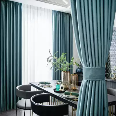 Curtain 2021 New velvet custom blue atmosphere high precision jacquard living room modern simple light luxury high end
